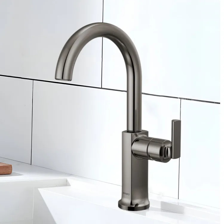 Brizo Kintsu Single Handle Bar Faucet with Arc Spout, Less Handle, 1.8 GPM, Lumicoat Black Onyx - 61006LF-BNXLHP-L