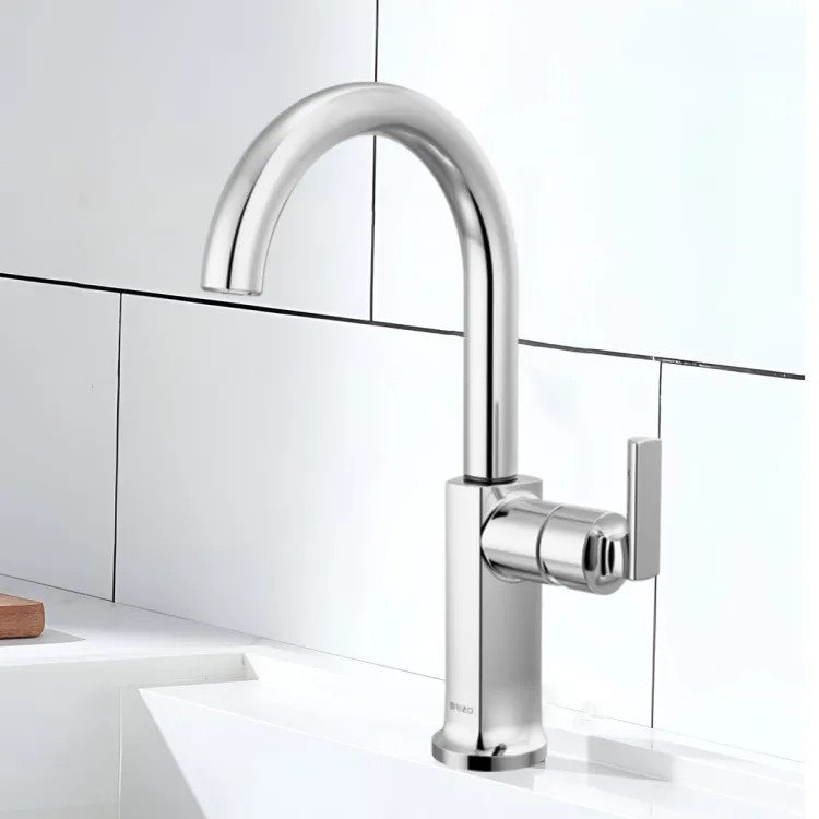 Brizo Kintsu Single Handle Bar Faucet with Arc Spout, Less Handle, 1.8 GPM, Lumicoat Polished Chrome - 61006LF-PCLHP-L