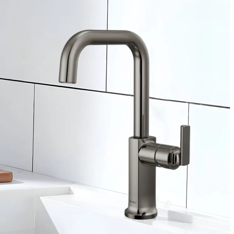 Brizo Kintsu Single Handle Bar Faucet with Square Spout, Less Handle, 1.8 GPM, Lumicoat Black Onyx - 61007LF-BNXLHP-L