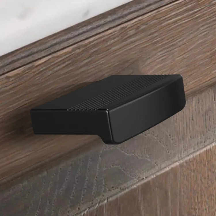 Brizo Kintsu Rectangular Metal Bin Knob, Matte Black - 699207-BL