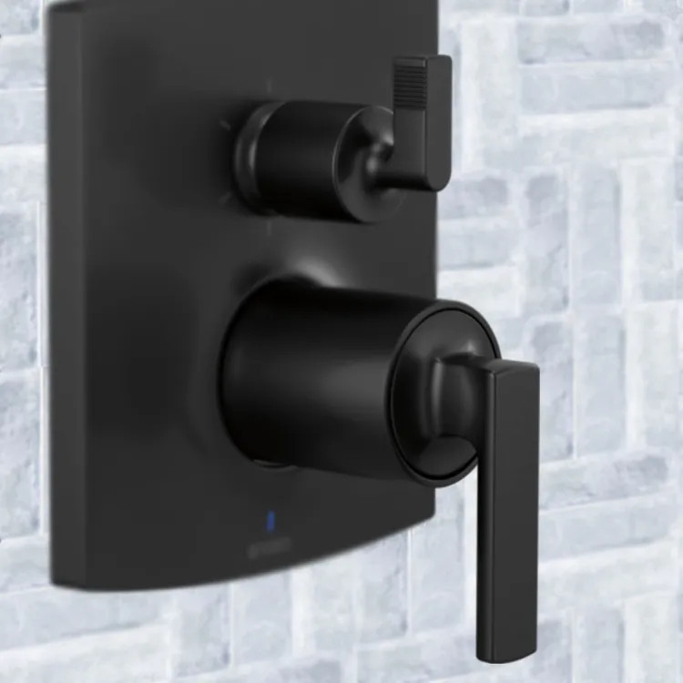 Brizo Kintsu Pressure Balance Valve with Integrated Diverter Trim Lever Handle Kit, Matte Black - HL75P06-BL