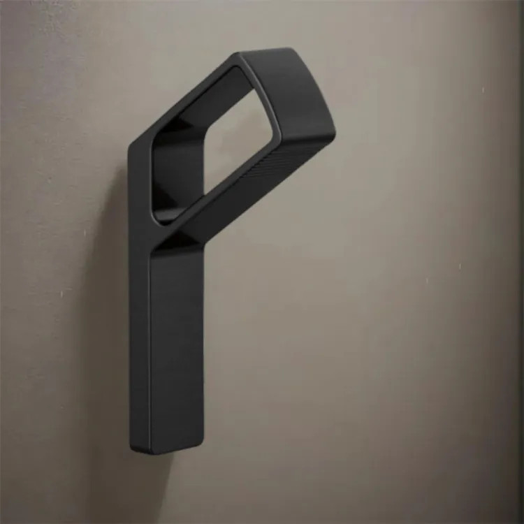 Brizo Kintsu 7/9" Bent Bar Single Robe Hook with Mounting Hardware, Wall Mount, Metal, Matte Black - 693406-BL