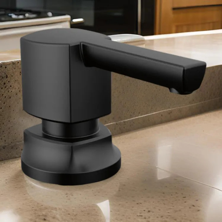 Brizo Kintsu Soap/Lotion Dispenser, 13 oz, Matte Black - 695306-BL 