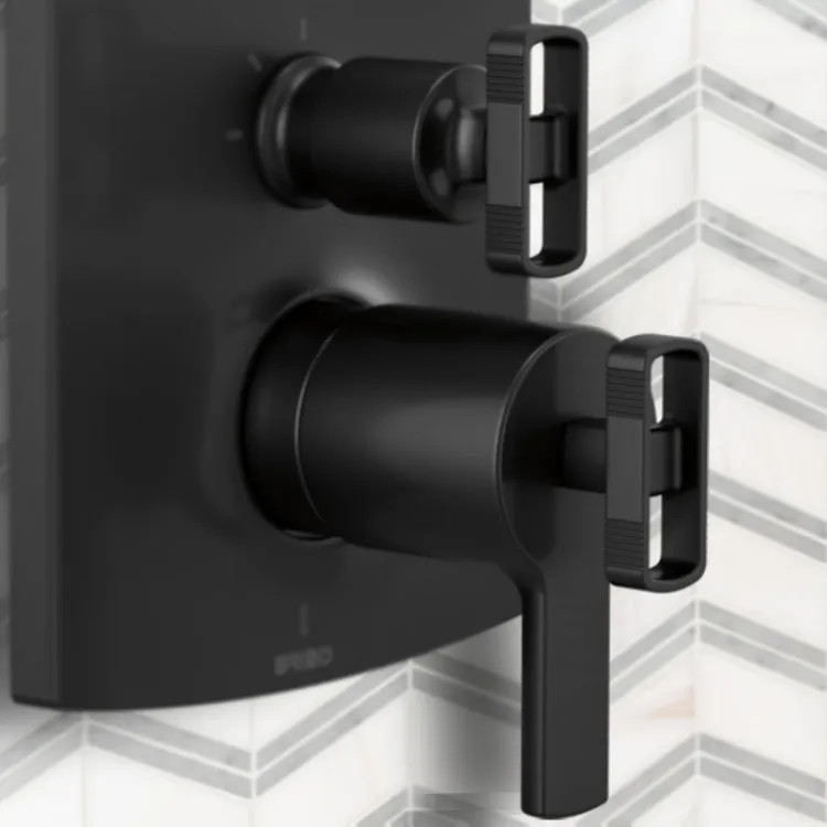 Brizo Kintsu TempAssure Thermostatic Integrated Diverter Trim Lever Handles, ADA, Matte Black - HL7506-BL 