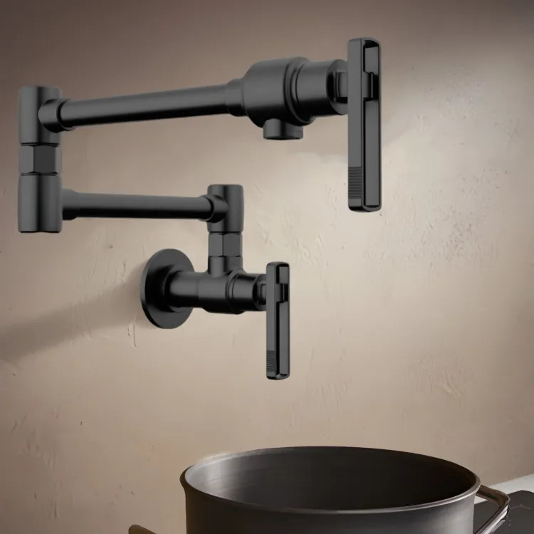 Brizo Kintsu 20-3/8" Two-Handle Pot Filler, Knob Handle, Matte Black - 62807LF-BL 