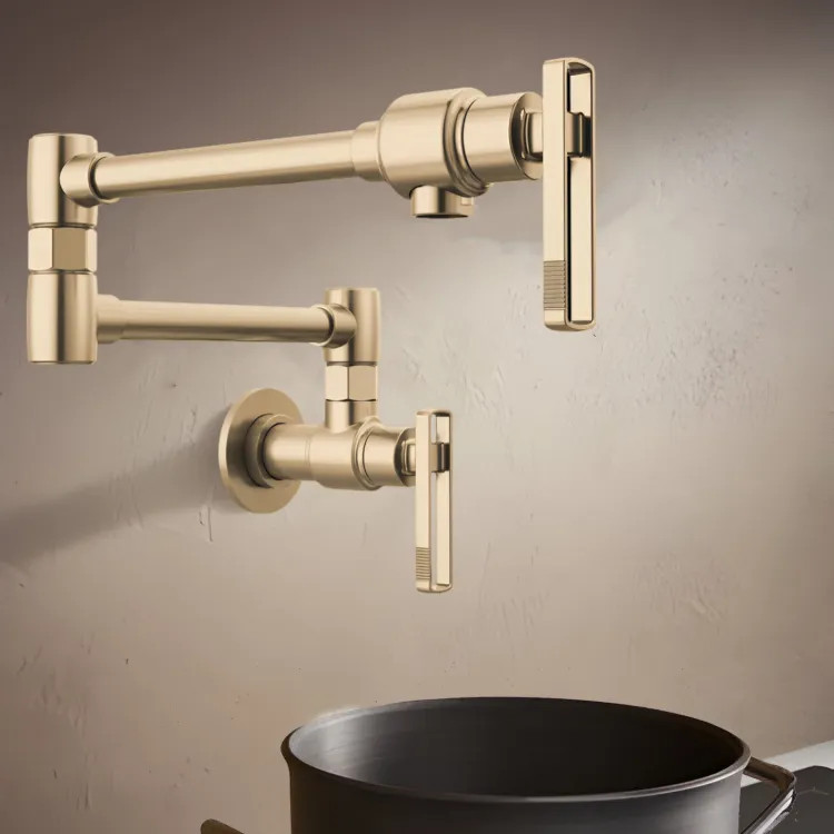 Brizo Kintsu 20-3/8" Two-Handle Pot Filler, Knob Handle, Lumicoat Luxe Gold - 62807LF-GL-L