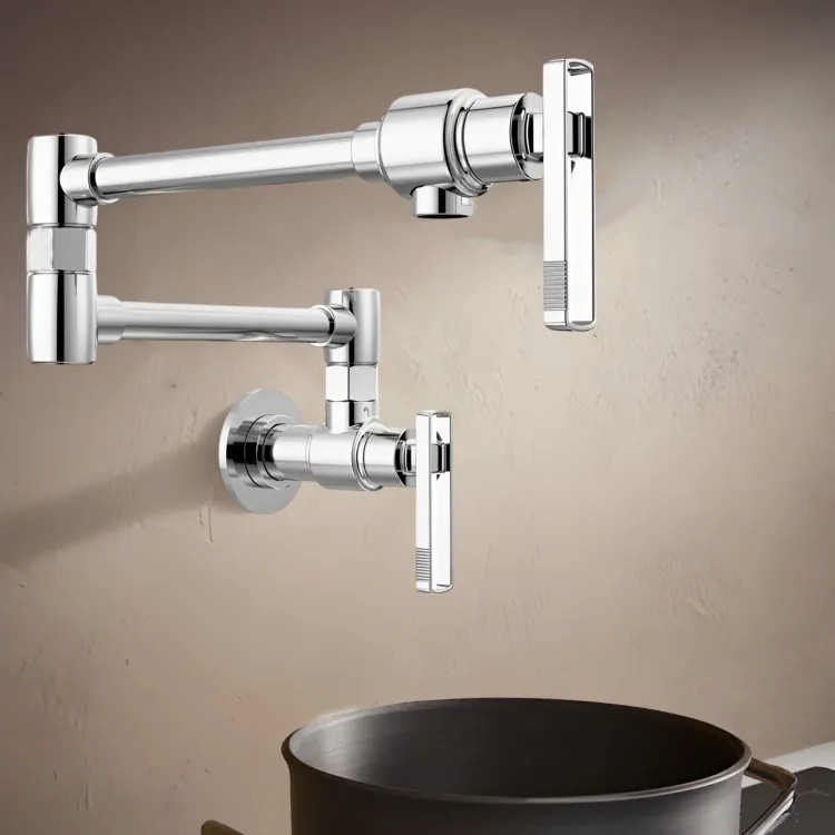 Brizo Kintsu 20-3/8" Two-Handle Pot Filler, Knob Handle, Lumicoat Polished Chrome - 62807LF-PC-L