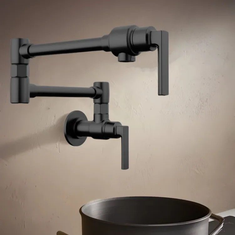 Brizo Kintsu 20-3/8" Two-Handle Pot Filler, Lever Handle, Matte Black - 62806LF-BL