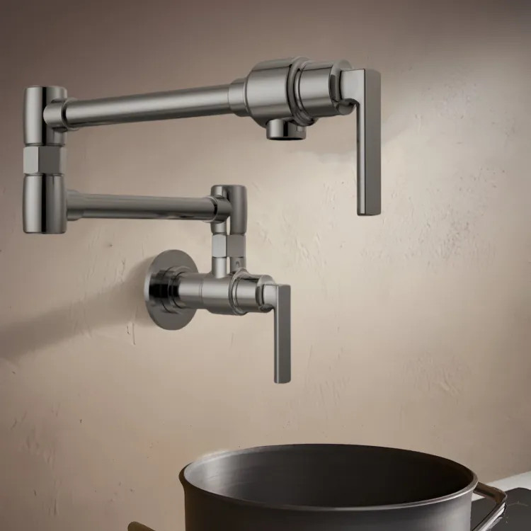 Brizo Kintsu 20-3/8" Two-Handle Pot Filler, Lever Handle, Lumicoat Black Onyx - 62806LF-BNX-L