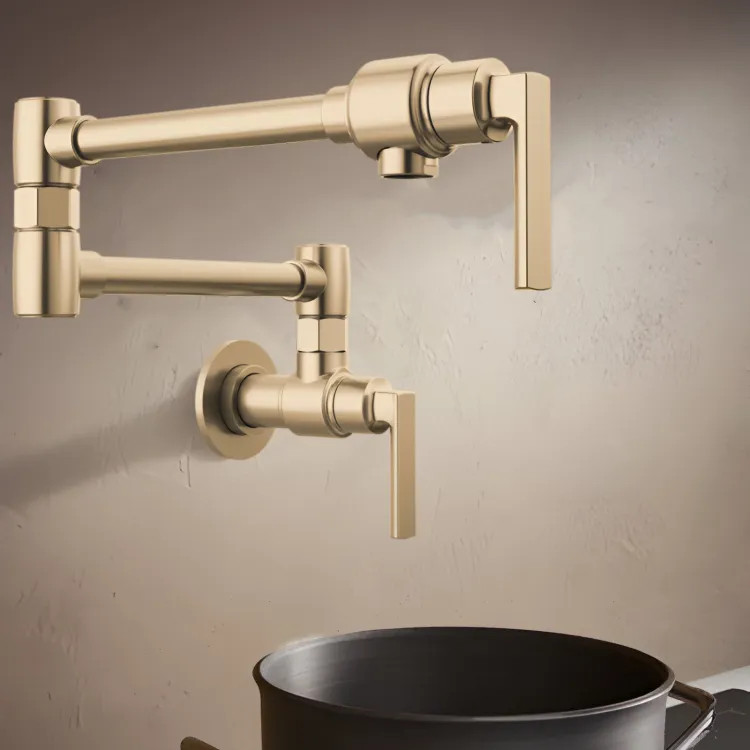 Brizo Kintsu 20-3/8" Two-Handle Pot Filler, Lever Handle, Lumicoat Luxe Gold - 62806LF-GL-L