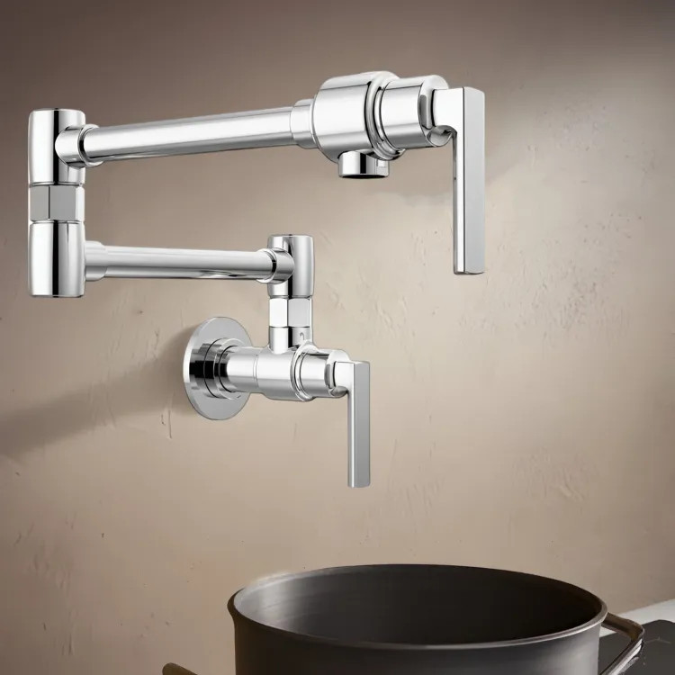 Brizo Kintsu 20-3/8" Two-Handle Pot Filler, Lever Handle, Lumicoat Polished Chrome - 62806LF-PC-L