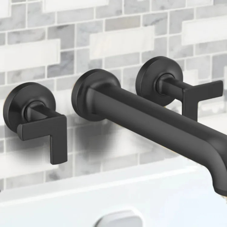 Brizo Metal Cross Handle Kit for Kintsu Wall Mount Tub Filler, Matte Black - HX70406-BL