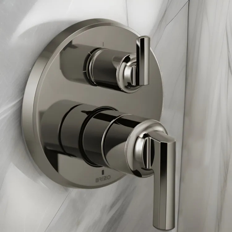 Brizo Levoir Pressure Balance Valve Trim w/ Integrated 3-Function Diverter, Less Handles, Brilliance Black Onyx - T75P598-BNXLHP