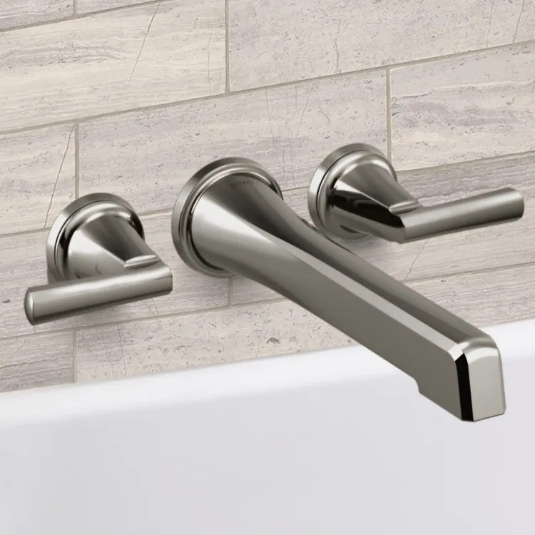 Brizo Levoir Two-Handle Wall Mount Tub Filler, Less Handles, 9.3 GPM, Brilliance Black Onyx - T70498-BNXLHP