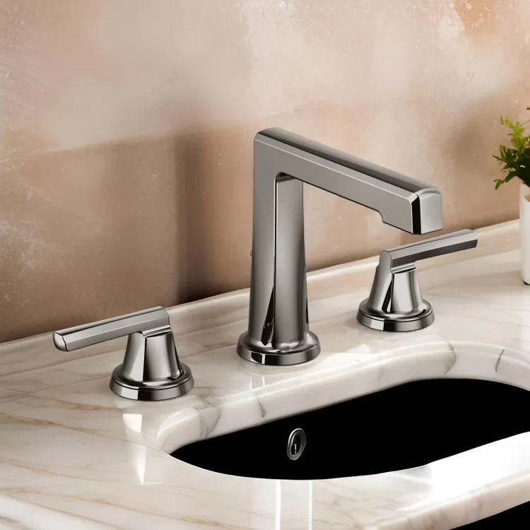 Brizo Levoir Two-Handle Widespread Lavatory Faucet with High Spout, Less Handles, 1.2 GPM, Brilliance Black Onyx - 65398LF-BNXLHP-ECO