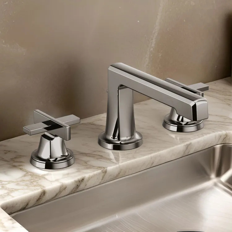 Brizo Levoir Two-Handle Widespread Lavatory Faucet with Low Spout, Less Handles, 1.2 GPM, Brilliance Black Onyx - 65397LF-BNXLHP-ECO