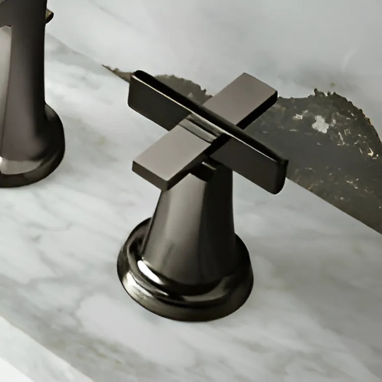 Brizo Levoir Low Cross Handle Kit for Widespread Lavatory Faucet, Brilliance Black Onyx - HX5397-BNX