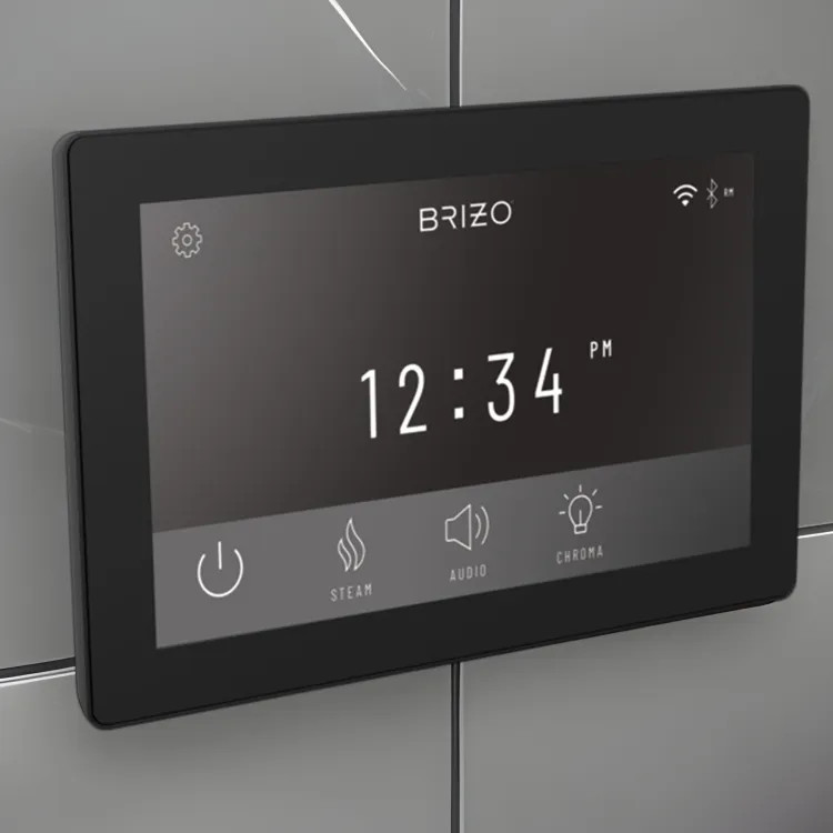 Brizo Mystix Digital Steam Shower Controller, Touchscreen w/ 12 User Presets, Matte Black - 8CN-600S-BL