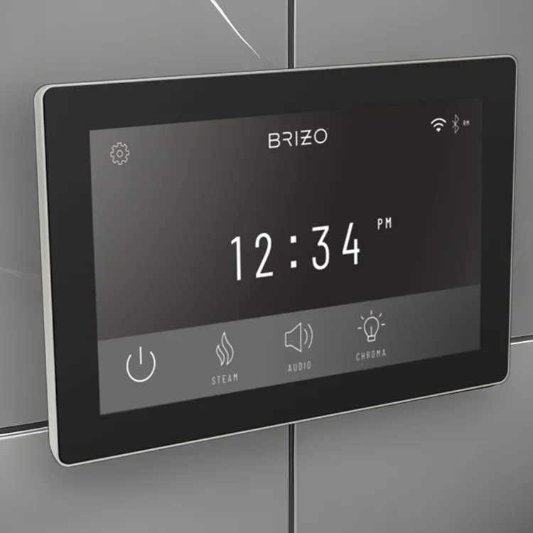 Brizo Mystix Digital Steam Shower Controller, Touchscreen w/ 12 User Presets, Lumicoat Brushed Nickel - 8CN-600S-BN-L