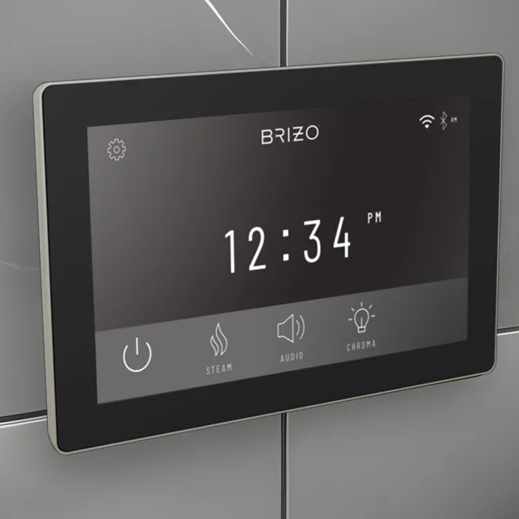 Brizo Mystix Digital Steam Shower Controller, Touchscreen w/ 12 User Presets, Lumicoat Luxe Nickel - 8CN-600S-NK-L