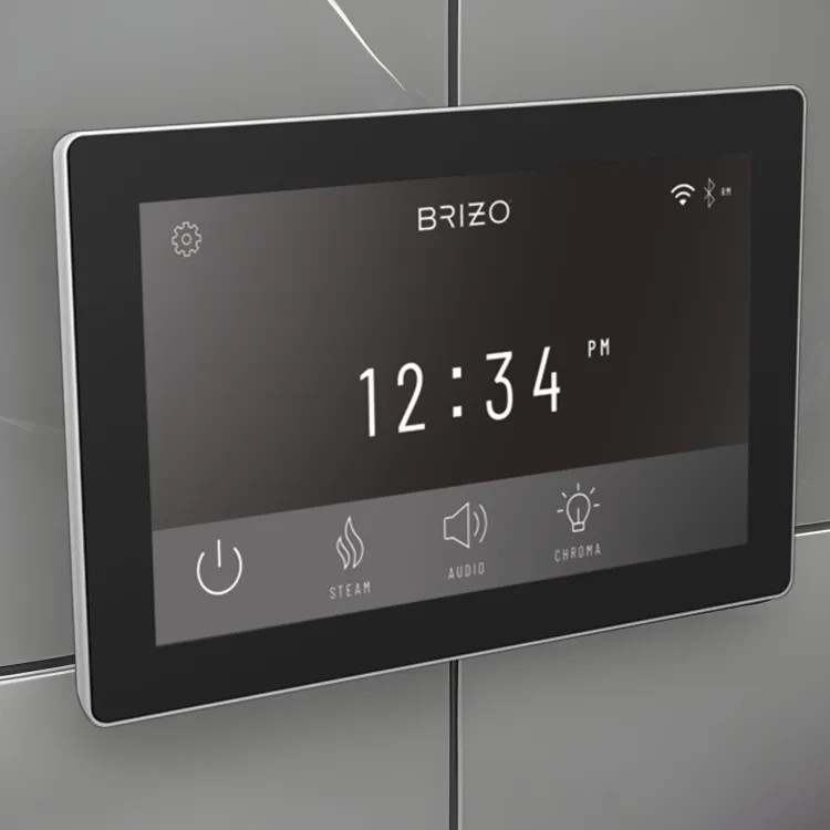 Brizo Mystix Digital Steam Shower Controller, Touchscreen w/ 12 User Presets, Lumicoat Polished Chrome - 8CN-600S-PC-L