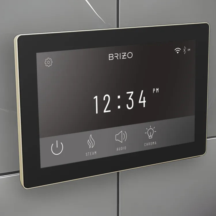 Brizo Mystix Digital Steam Shower Controller, Touchscreen w/ 12 User Presets, Lumicoat Polished Nickel - 8CN-600S-PN-L