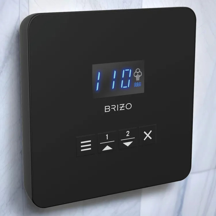 Brizo Mystix Digital Steam Shower Controller, Square, 2 Presets, Wall-Mount, Matte Black - EP103314BL