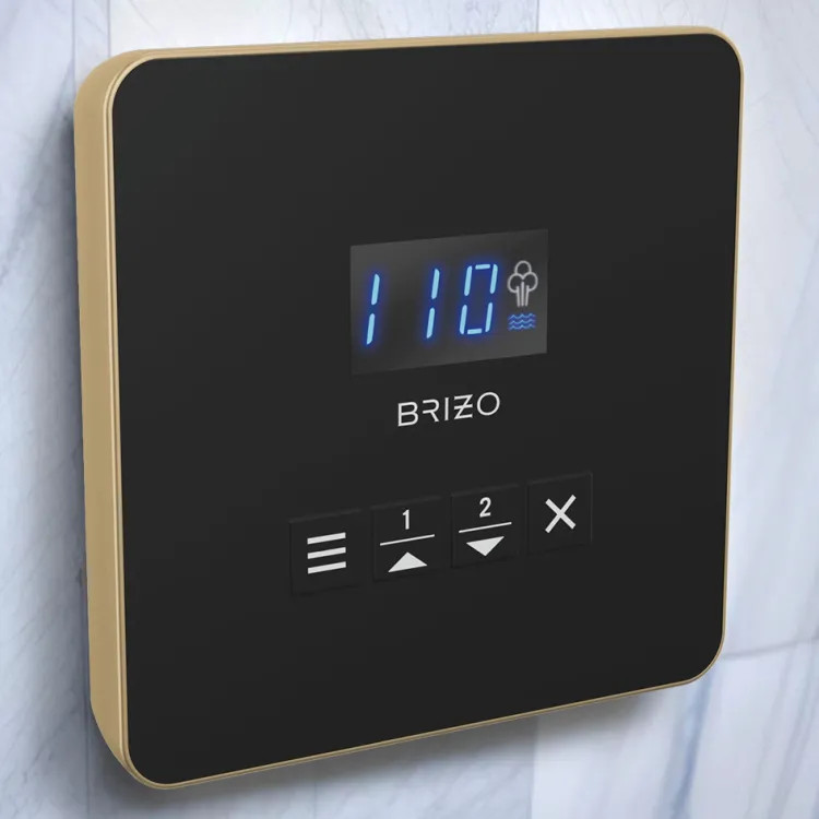 Brizo Mystix Digital Steam Shower Controller, Square, 2 Presets, Wall-Mount, Brilliance Luxe Gold - EP103314GLL