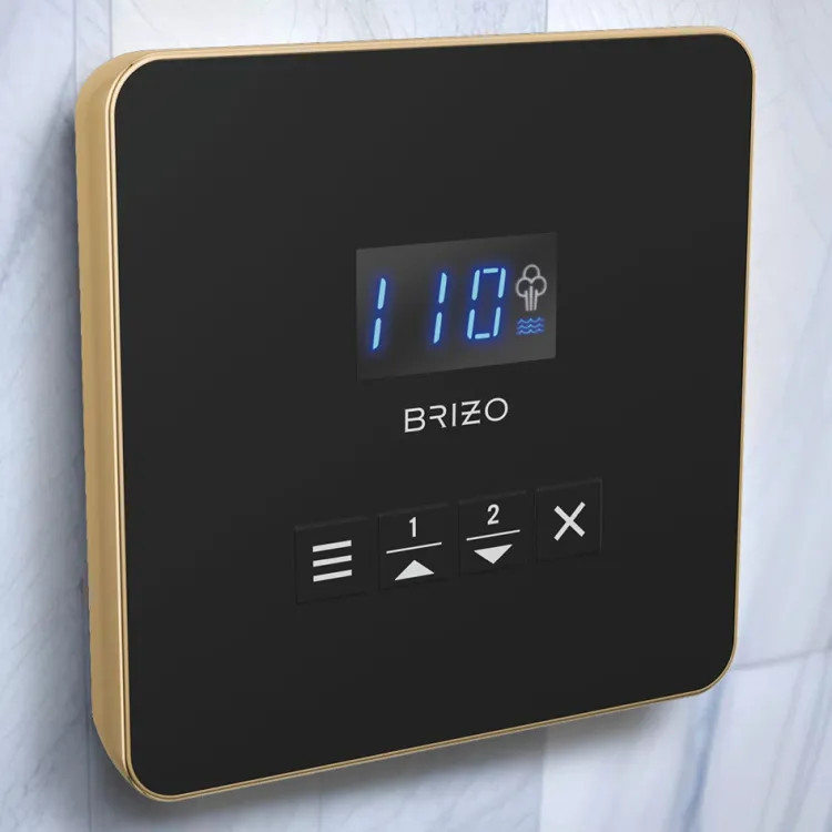 Brizo Mystix Digital Steam Shower Controller, Square, 2 Presets, Wall-Mount, Brilliance Polished Gold - EP103314PGL