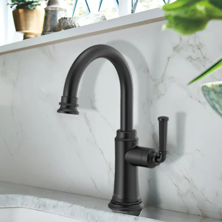 Brizo Rook Single-Handle Cold Water Beverage Faucet with Integrated Air Gap, Diamond Seal, Lever Handle, 1.5 GPM, Matte Black - 61374LF-C-BL