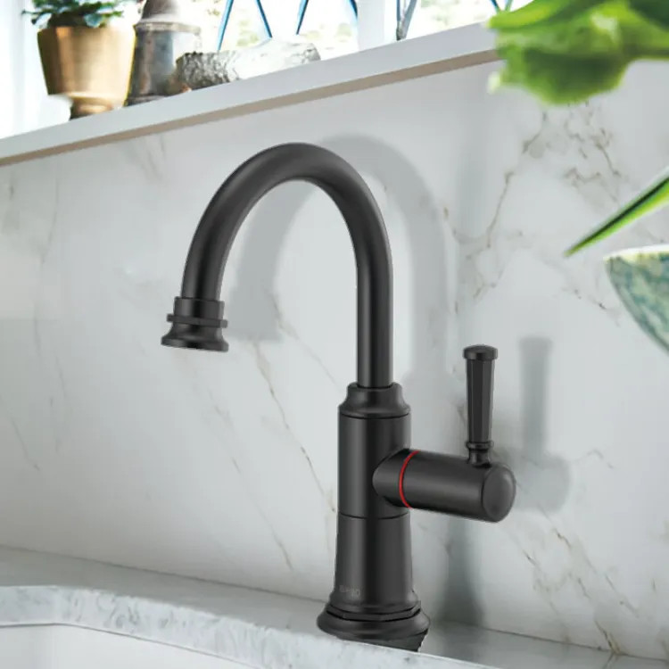 Brizo Rook Single-Handle Instant Hot Beverage Faucet, Less Tank and Filter, Lever Handle, 1.0 GPM, Matte Black - 61374LF-H-BL