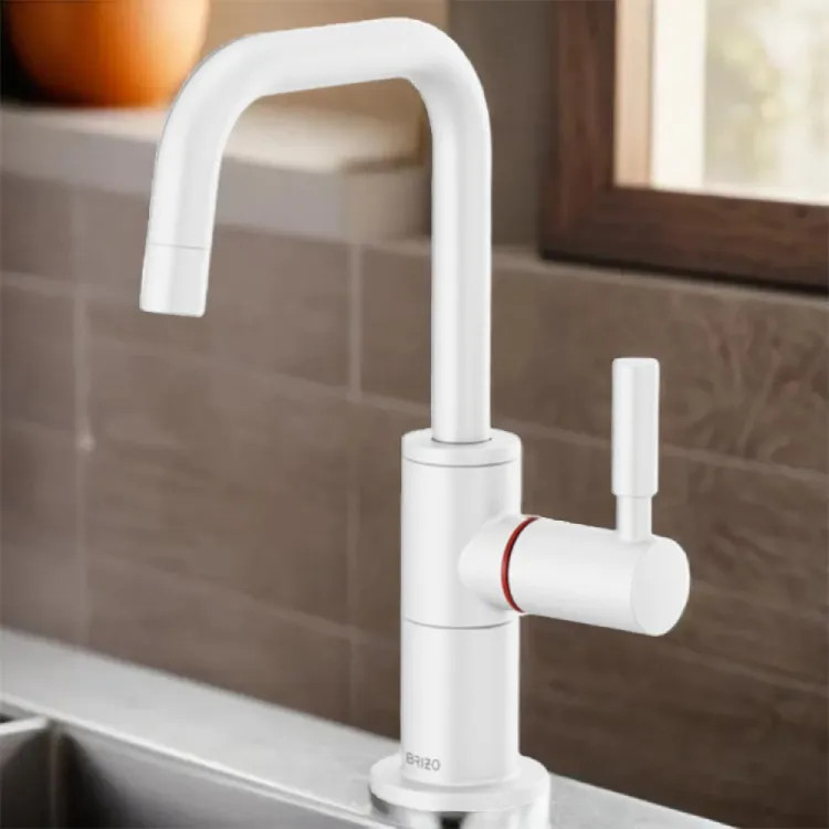 Brizo Jason Wu Single-Handle Cold Water Beverage Faucet with Square Spout, DIAMOND Seal, ADA, 1.5 GPM, Matte White - 61365LF-C-MW