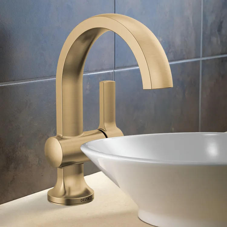 Delta Albion Single Handle Bathroom Faucet, Pop-up with Over Flow, ADA, 1.2 GPM, Champagne Bronze - 15855LF-CZ