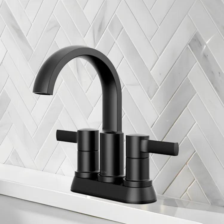 Delta Albion Two Handle Centerset Bathroom Faucet, ADA, 1.2 GPM, Matte Black - 25855LF-BL