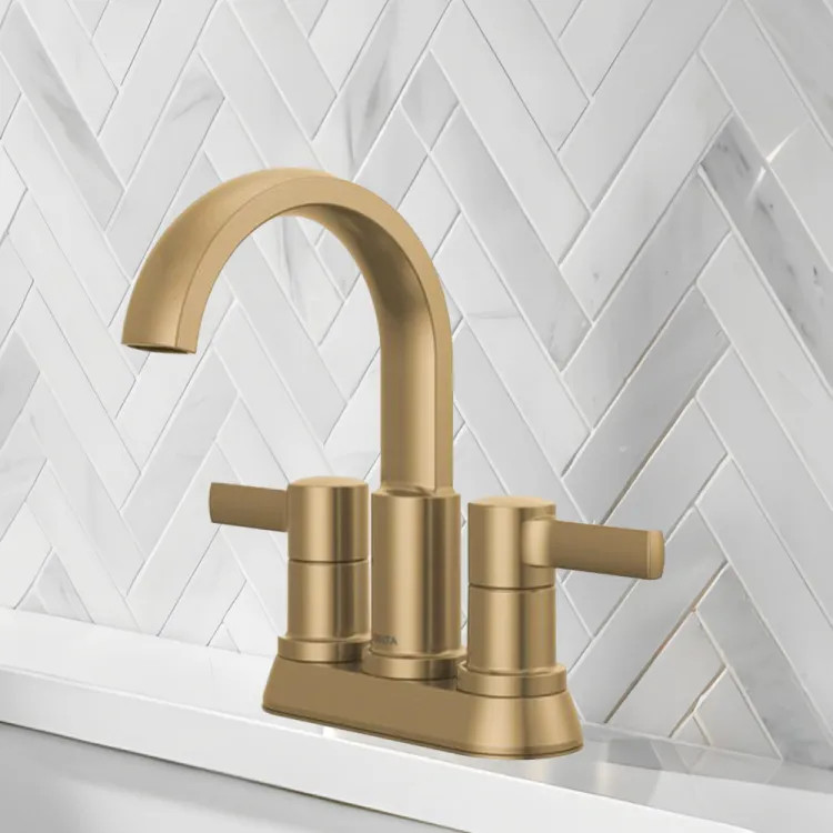 Delta Albion Two Handle Centerset Bathroom Faucet, ADA, 1.2 GPM, Champagne Bronze - 25855LF-CZ