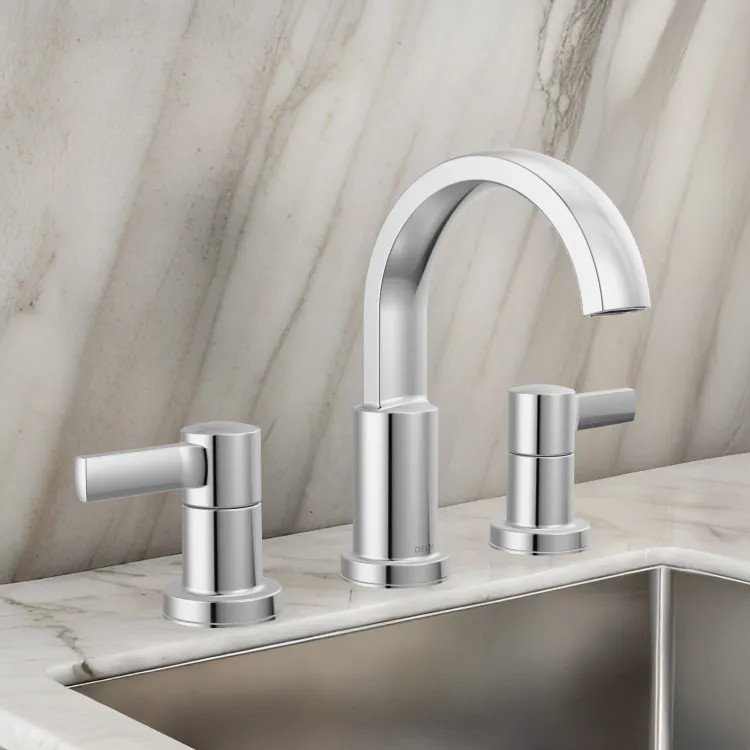Delta Albion Two Handle Widespread Bathroom Faucet, ADA, 1.2 GPM, Chrome - 35855LF