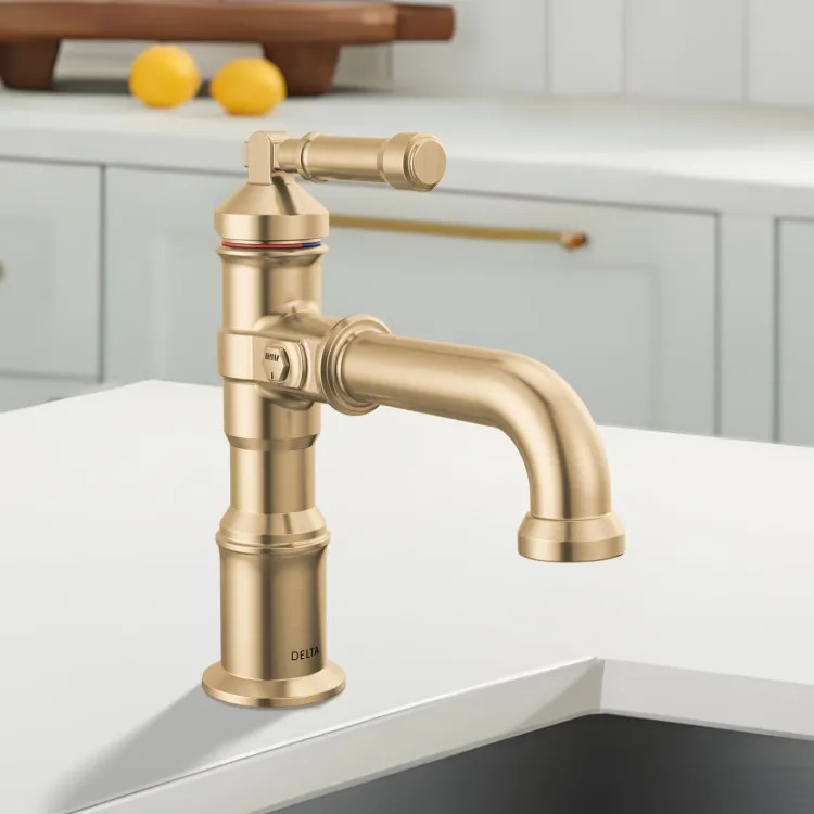 Delta Broderick Single Handle Bathroom Faucet, DIAMOND Seal, ADA, 1.2 GPM, Lumicoat Champagne Bronze - 584-CZ-PR-DST