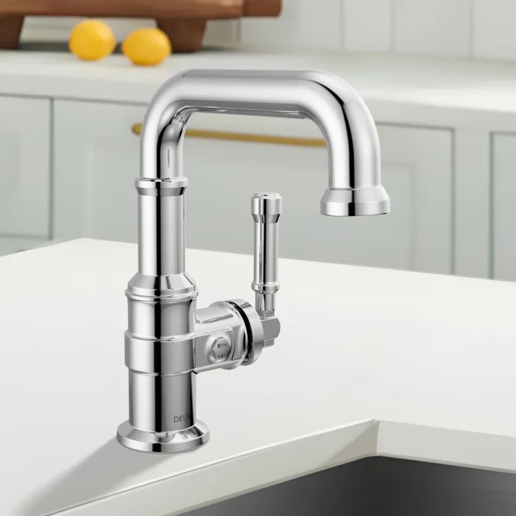 Delta Broderick Single Handle Bathroom Faucet, With Pop-Up, DIAMOND Seal, ADA, 1.2 GPM, Lumicoat Crome - 584SH-PR-DST