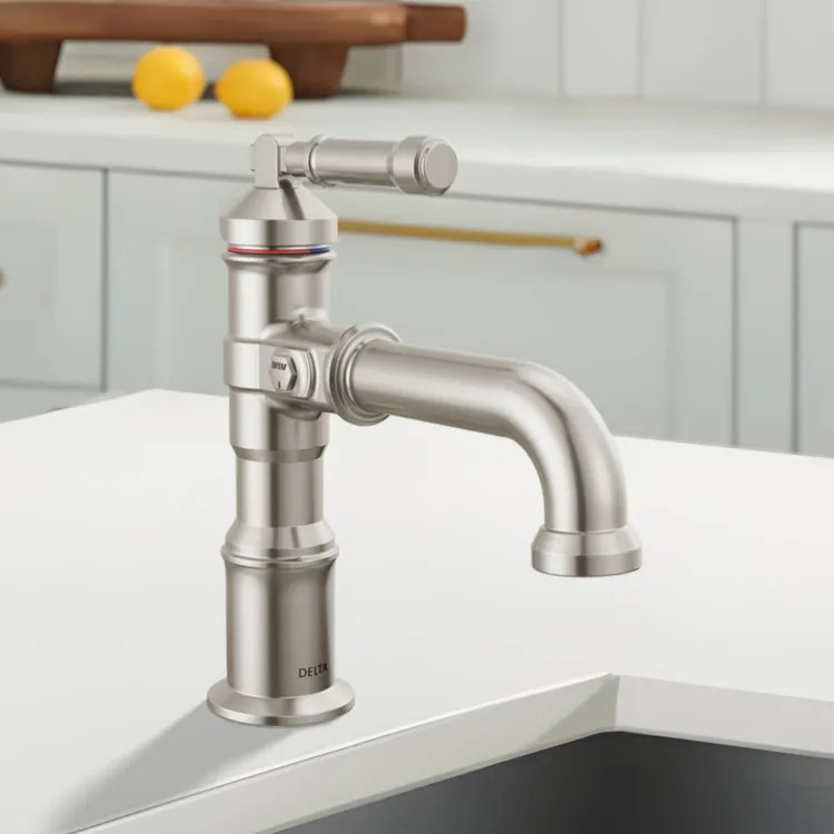 Delta Broderick Single Handle Bathroom Faucet, DIAMOND Seal, ADA, 1.2 GPM, Lumicoat Stainless (Less Pop-Up) - 584-SS-PR-LPU-DST