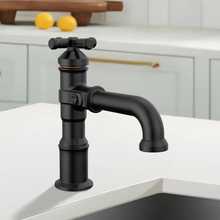 Delta Broderick Single Handle Bathroom Faucet, Single-Hole, Diamond Seal, ADA, 1.2 GPM, Matte Black - 587-BL-DST