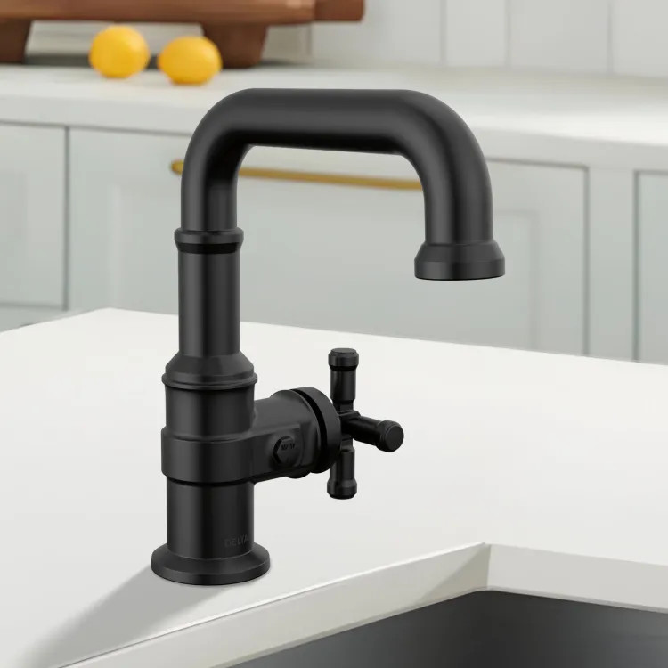 Delta Broderick Single Handle Bathroom Faucet, Single-Hole, Diamond Seal, ADA, 1.2 GPM, Matte Black - 587SH-BL-DST