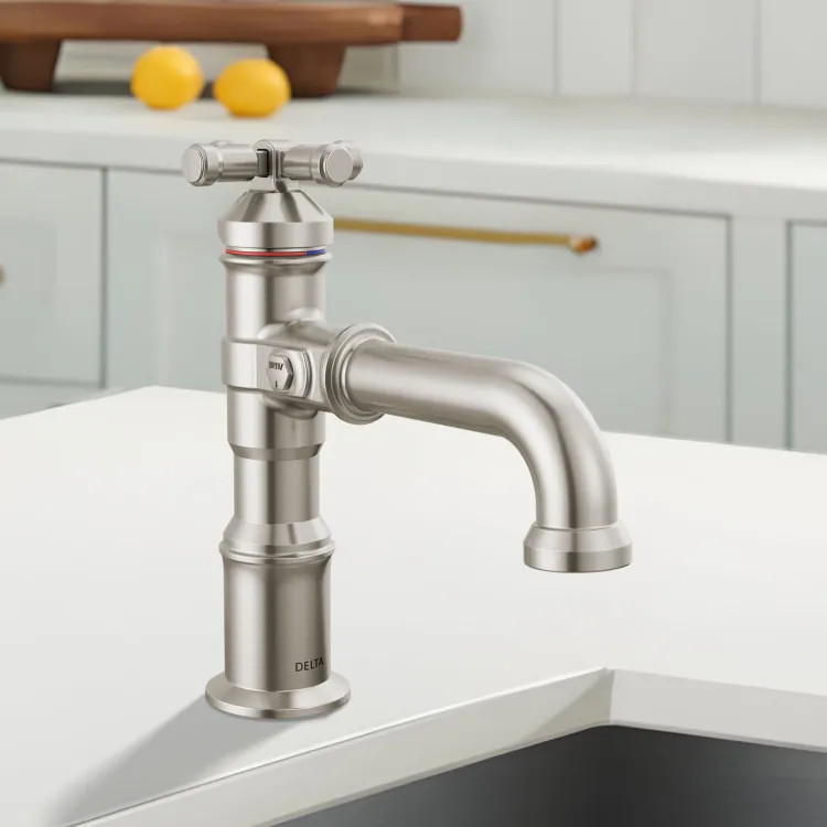 Delta Broderick Single Handle Bathroom Faucet, Single-Hole, Diamond Seal, ADA, 1.2 GPM, Lumicoat Stainless - 587-SS-PR-DST