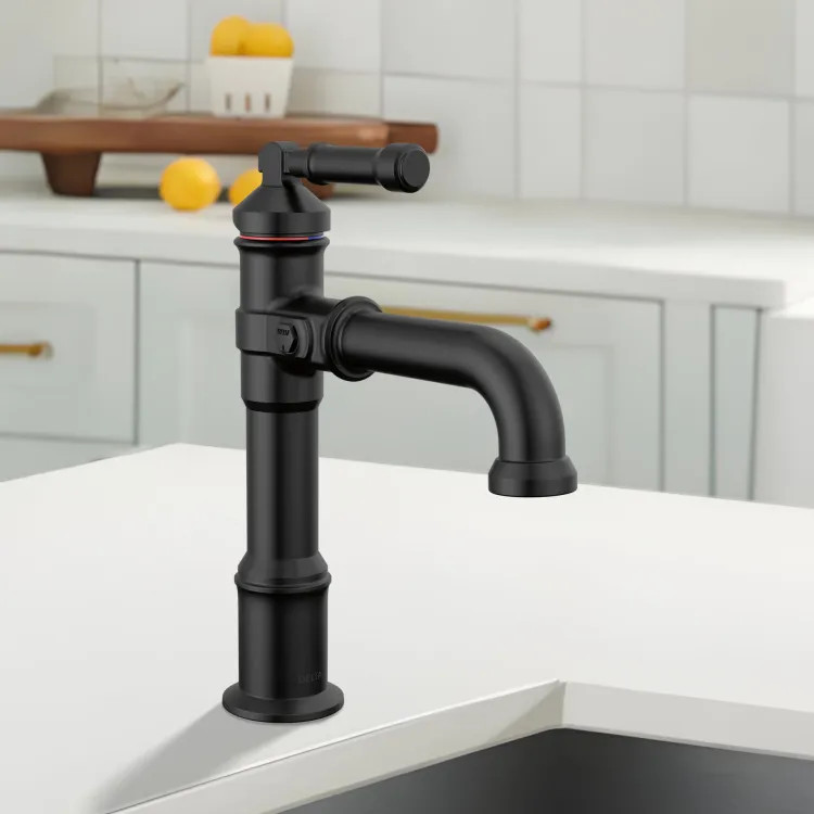 Delta Broderick Single Handle Bathroom Faucet, Single-Hole, Deck Mount, Diamond Seal, ADA, 1.2 GPM, Matte Black - 684-BL-DST