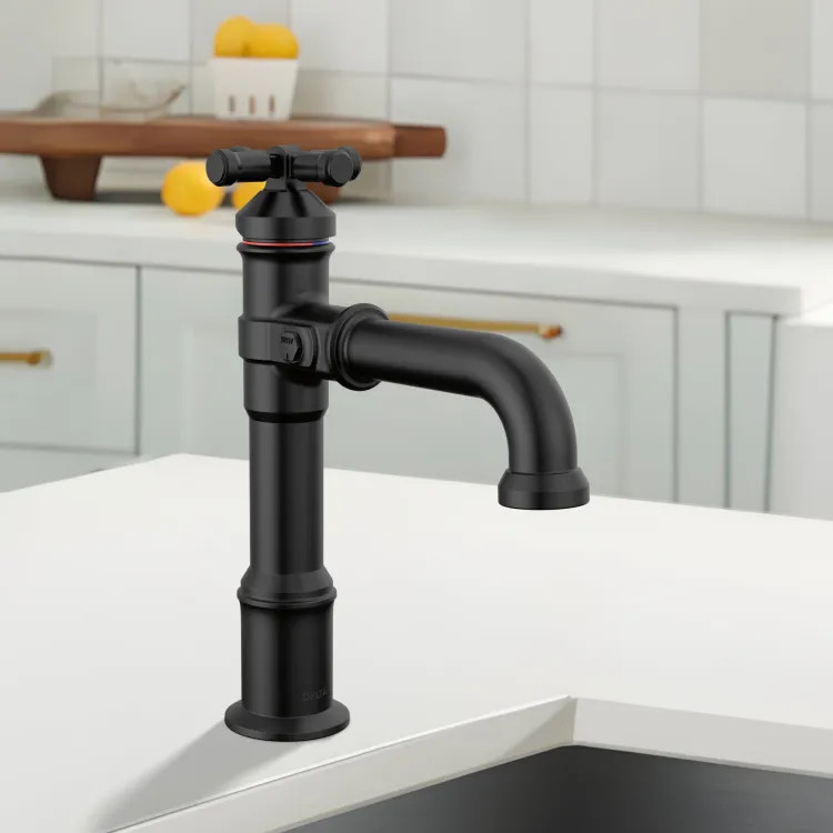Delta Broderick Single Handle Bathroom Faucet, Single-Hole, Deck Mount, Diamond Seal, ADA, 1.2 GPM, Matte Black - 687-BL-DST