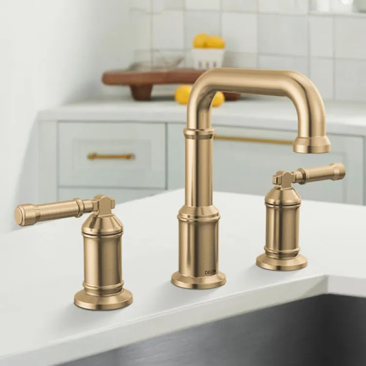 Delta Broderick Widespread Bathroom Faucet, Two-Handle, Diamond Seal, ADA, 1.2 GPM, Lumicoat Champagne Bronze - 3584-CZ-PR-DST