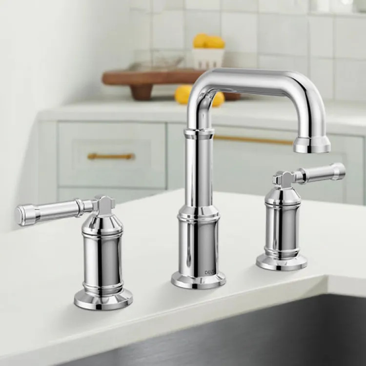 Delta Broderick Widespread Bathroom Faucet, Two-Handle, Diamond Seal, ADA, 1.2 GPM, Lumicoat Chrome - 3584-PR-DST