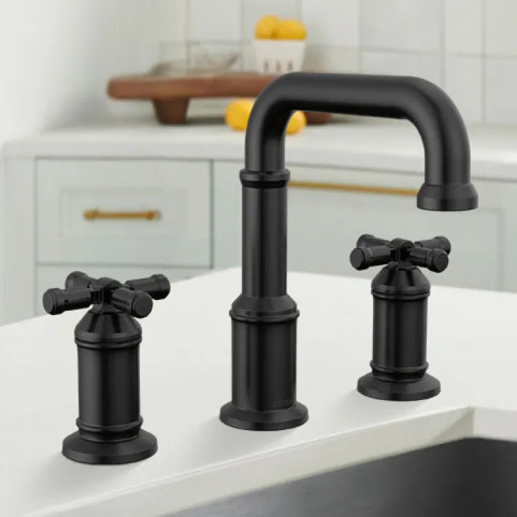 Delta Broderick Widespread Bathroom Faucet, Two-Handle, Diamond Seal, ADA, 1.2 GPM, Matte Black - 3587-BL-DST