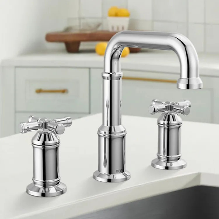 Delta Broderick Widespread Bathroom Faucet, Two-Handle, Diamond Seal, ADA, 1.2 GPM, Lumicoat Chrome - 3587-PR-DST