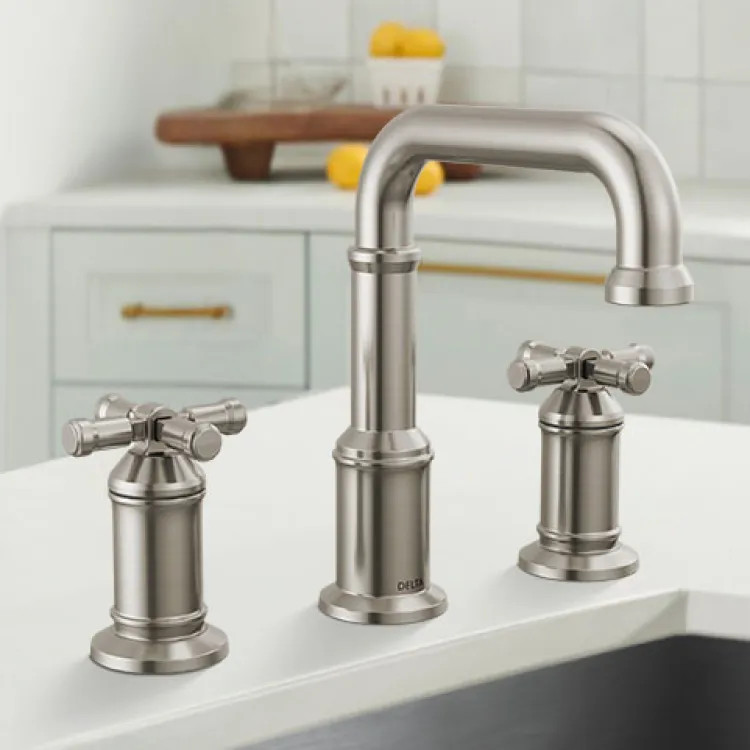 Delta Broderick Widespread Bathroom Faucet, Two-Handle, Diamond Seal, ADA, 1.2 GPM, Lumicoat Stainless - 3587-SS-PR-DST
