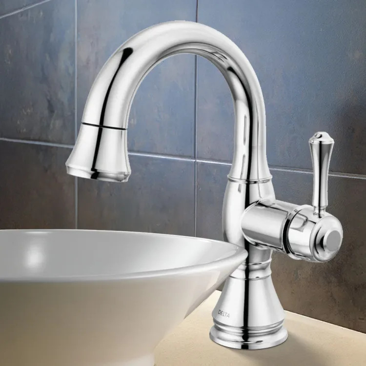 Delta Cassidy Single Handle Pull Down Bathroom Faucet, Diamond Seal, ADA, 1.2 GPM, Chrome - 597-PD-DST